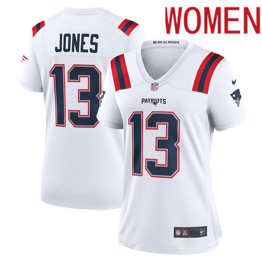Women New England Patriots #13 Jack Jones Nike White Game Player NFL Jersey